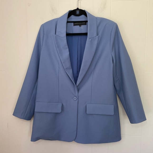 Endless Rose Periwinkle Blue Blazer Jacket One Button Shoulder Pads ~ Size M - Picture 1 of 15